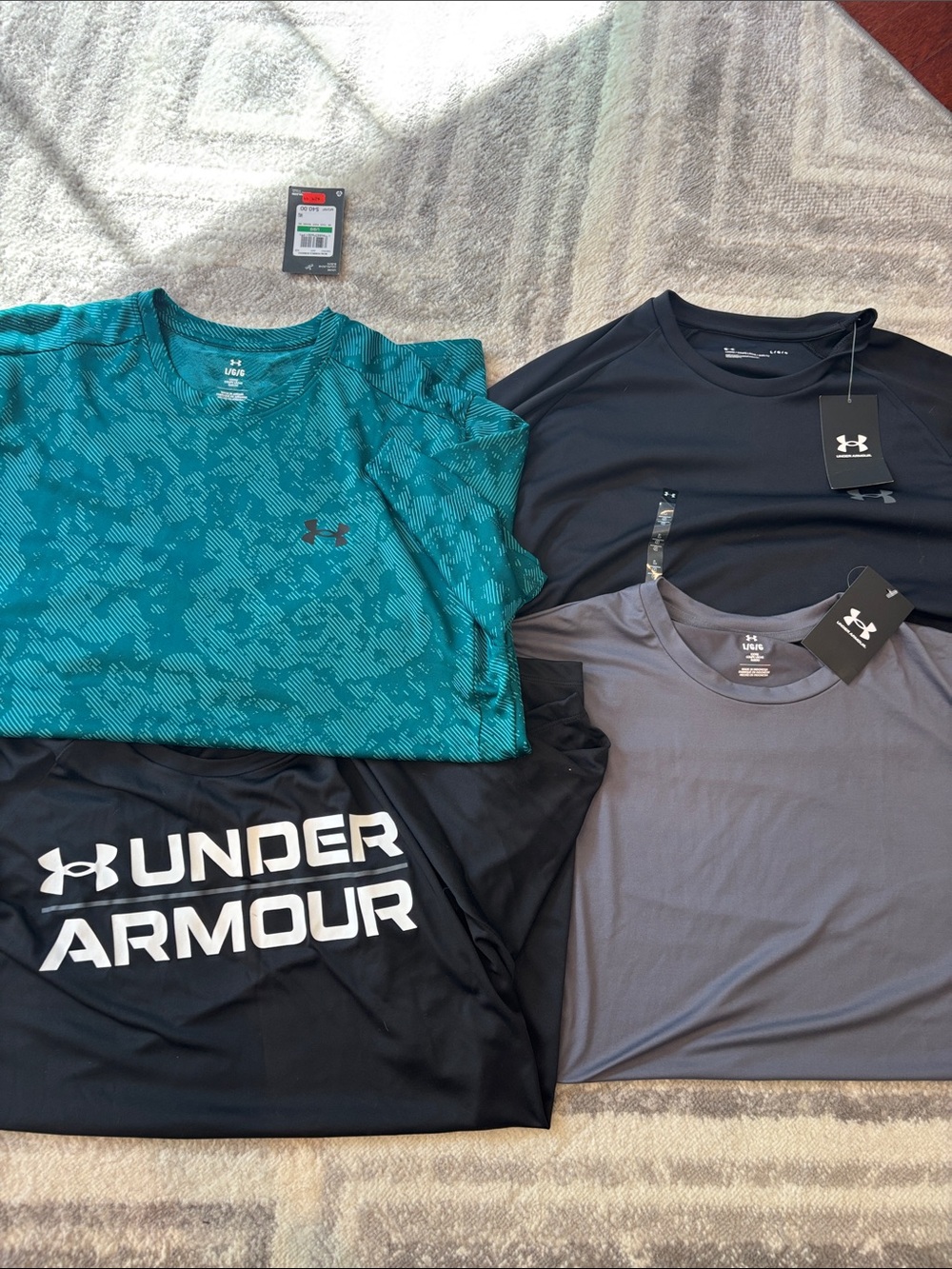 NWT bundle lot 4 Under armour athletic dri fit shirts basketball logo size large